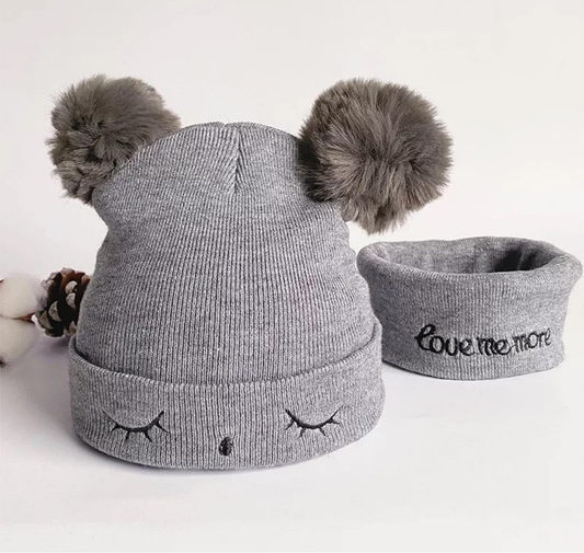 Kids winter hat and scarf set (Gray)